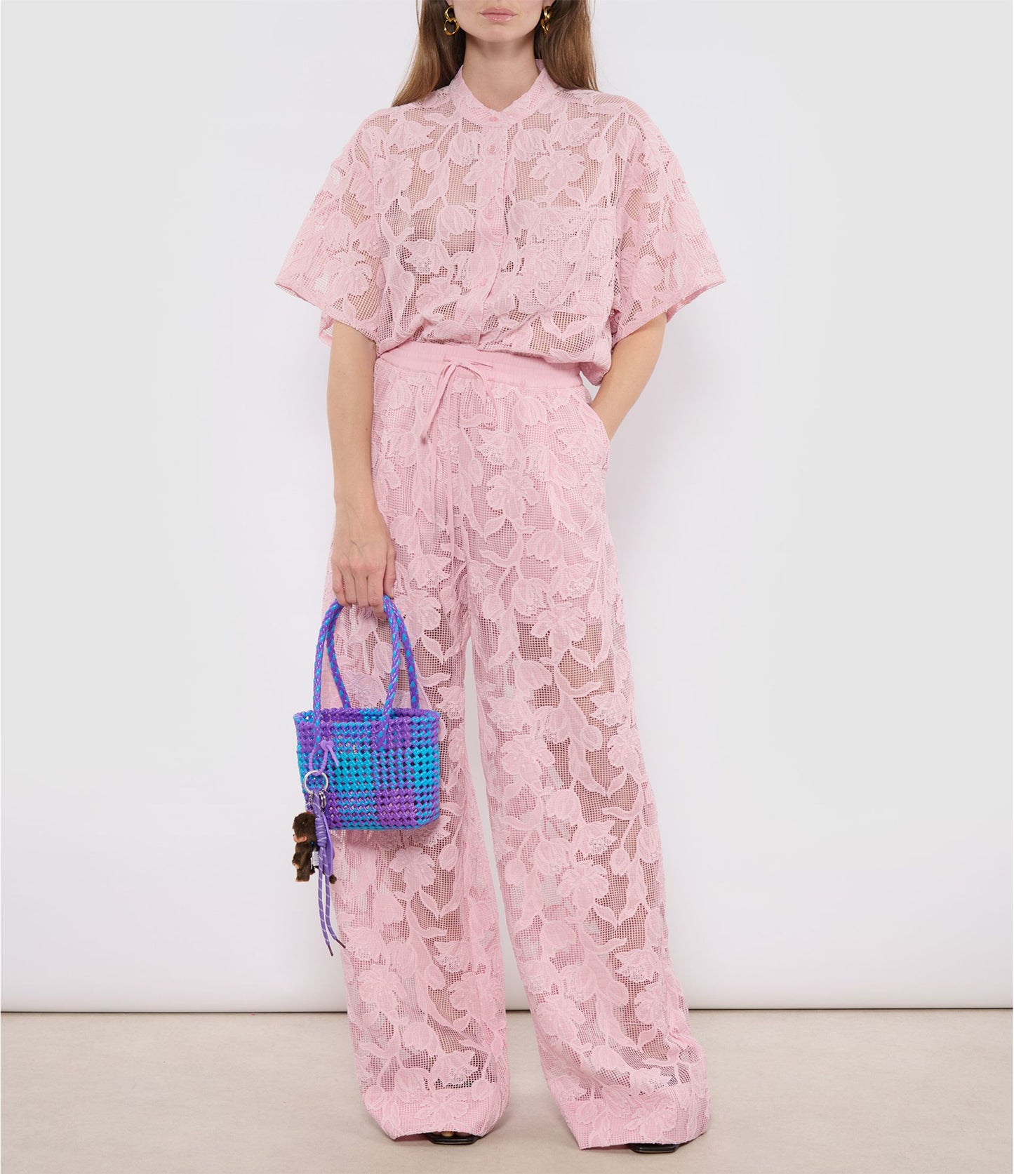 N°4XS - SAC CABAS TRESSÉ MAIN - MINI - violet & bleu clair