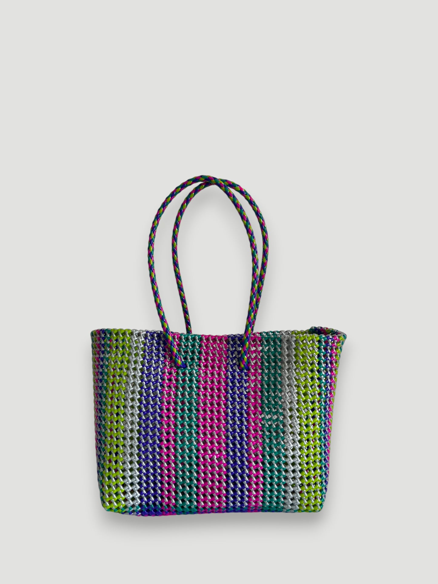 N°416L - SAC PANIER TRESSÉ MAIN - GRAND - multicolors