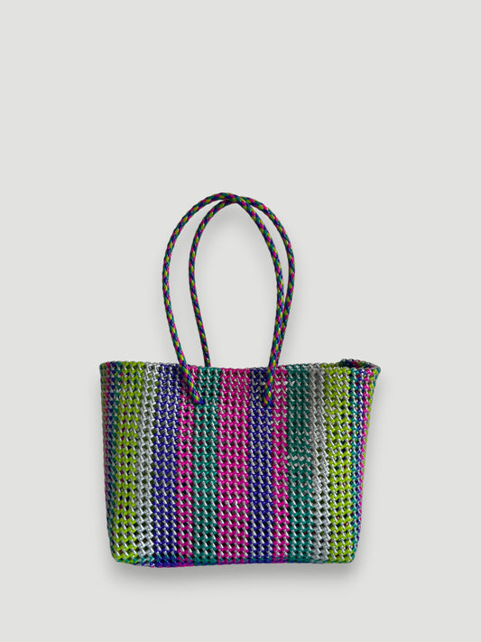 N°416L - SAC PANIER TRESSÉ MAIN - GRAND - multicolors