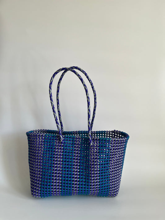 N°417L - SAC CABAS TRESSÉ MAIN - GRAND - multicolors