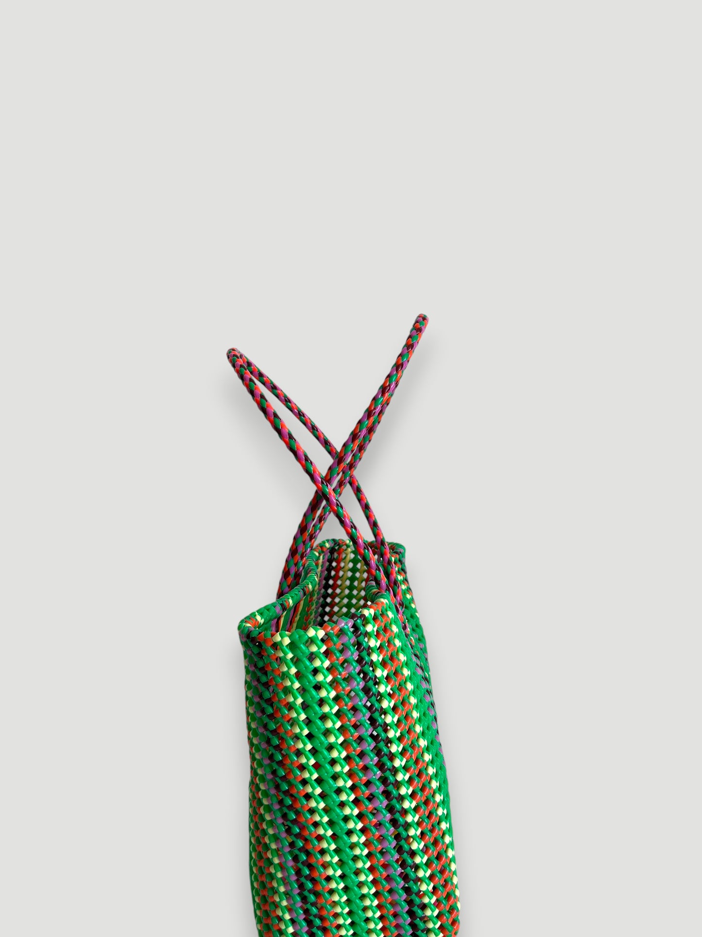 N°419L - SAC PANIER TRESSÉ MAIN - GRAND - multicolors