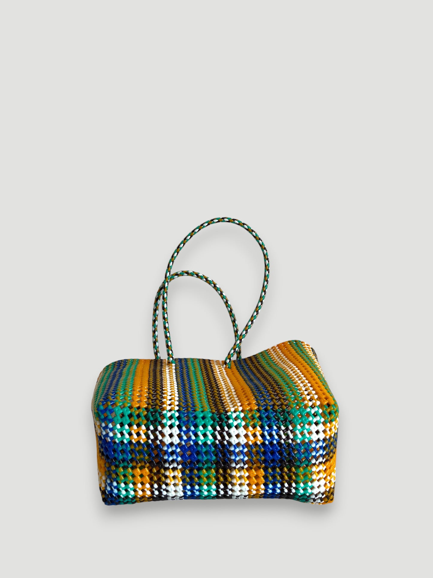 N°421L - SAC PANIER TRESSÉ MAIN - GRAND - multicolors