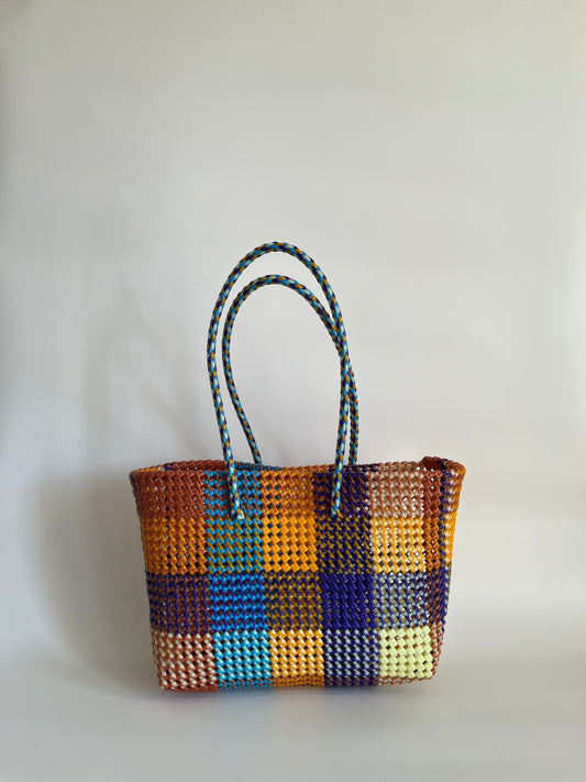 N°424L - SAC CABAS TRESSÉ MAIN - GRAND - multicolors