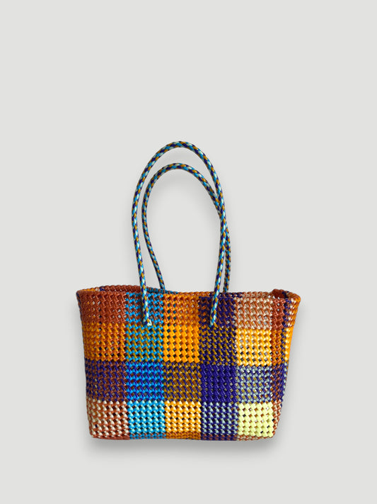 N°424L - SAC PANIER TRESSÉ MAIN - GRAND - multicolors