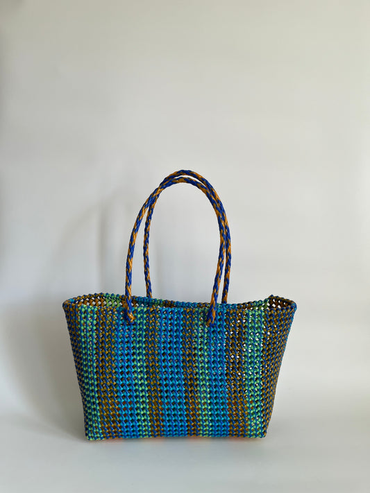 N°425L - SAC CABAS TRESSÉ  MAIN - GRAND - multicolors