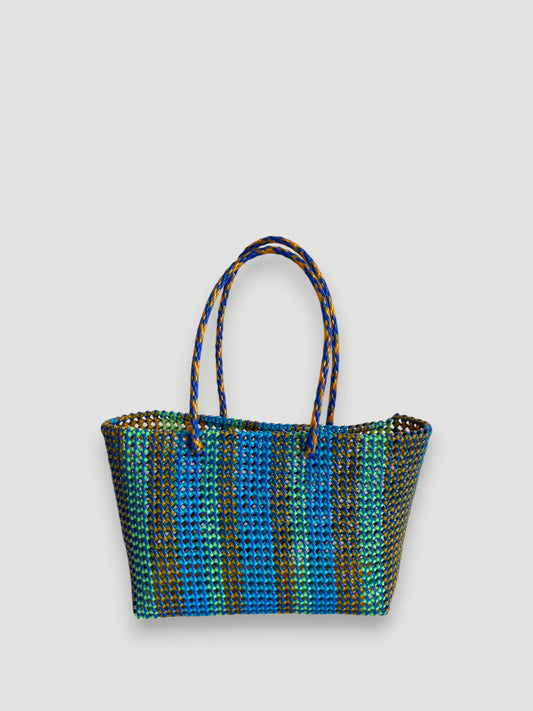 N°425L - SAC PANIER TRESSÉ  MAIN - GRAND - multicolors