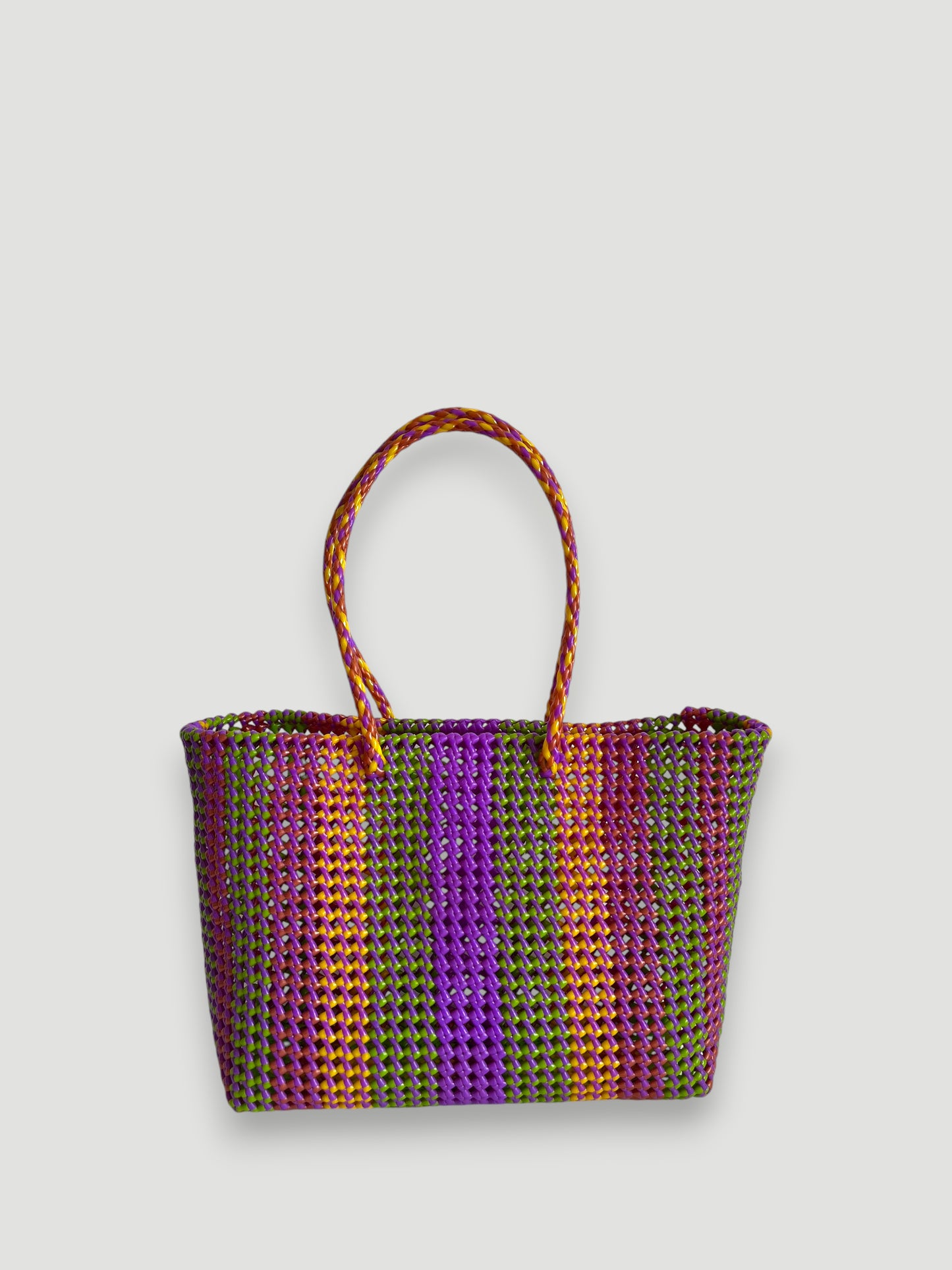 N°426L - SAC PANIER TRESSÉ MAIN - GRAND - multicolors