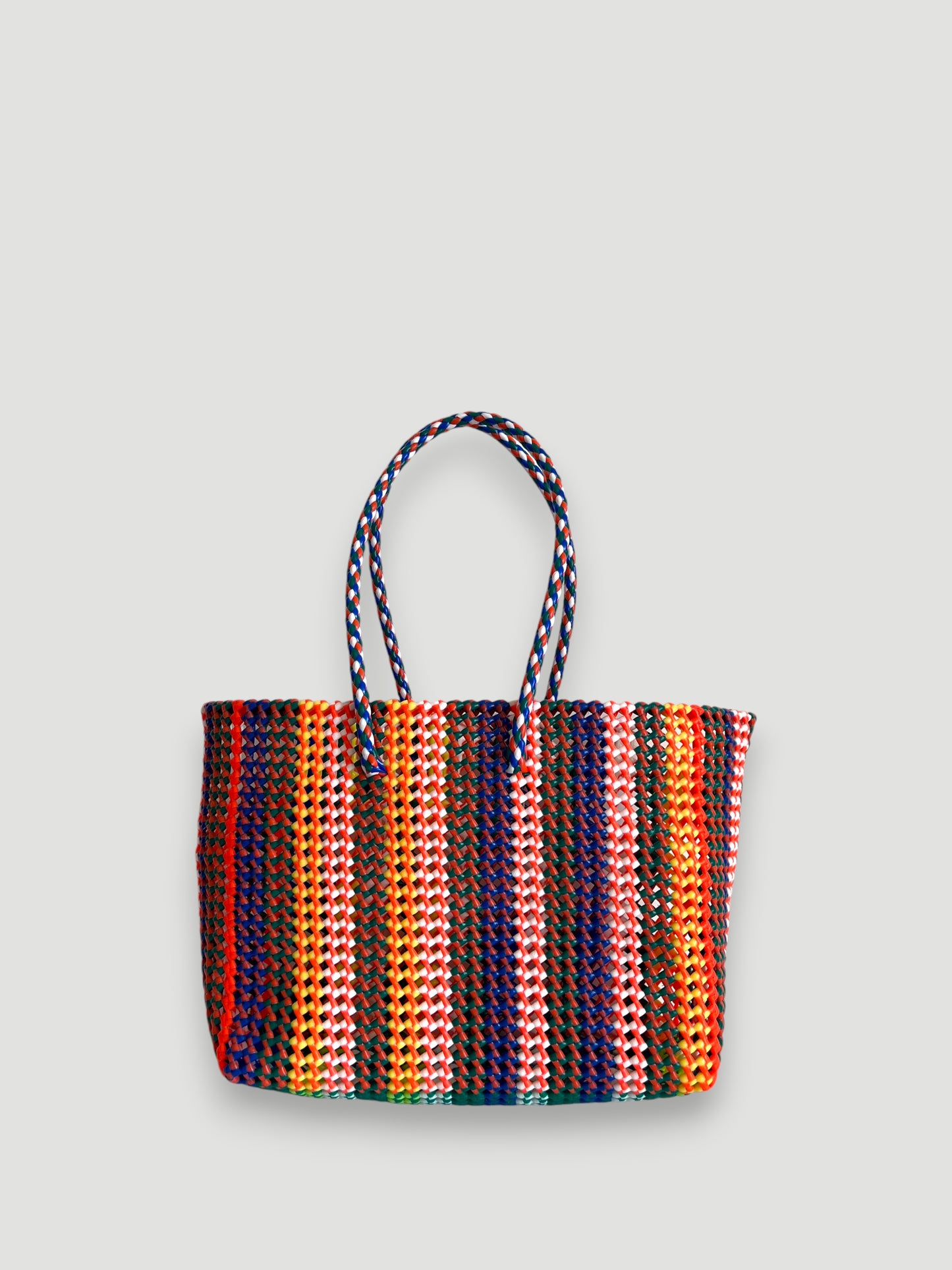 N°427L - SAC PANIER TRESSÉ MAIN - GRAND - multicolors