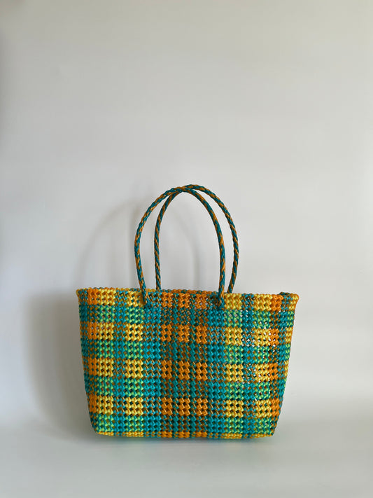 N°430L - SAC CABAS TRESSÉ MAIN - GRAND - multicolors