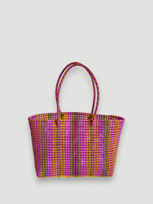 N°431L - SAC PANIER TRESSÉ MAIN - GRAND - multicolors