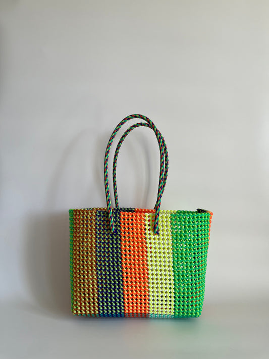 N°432L - SAC CABAS TRESSÉ MAIN - GRAND - multicolors