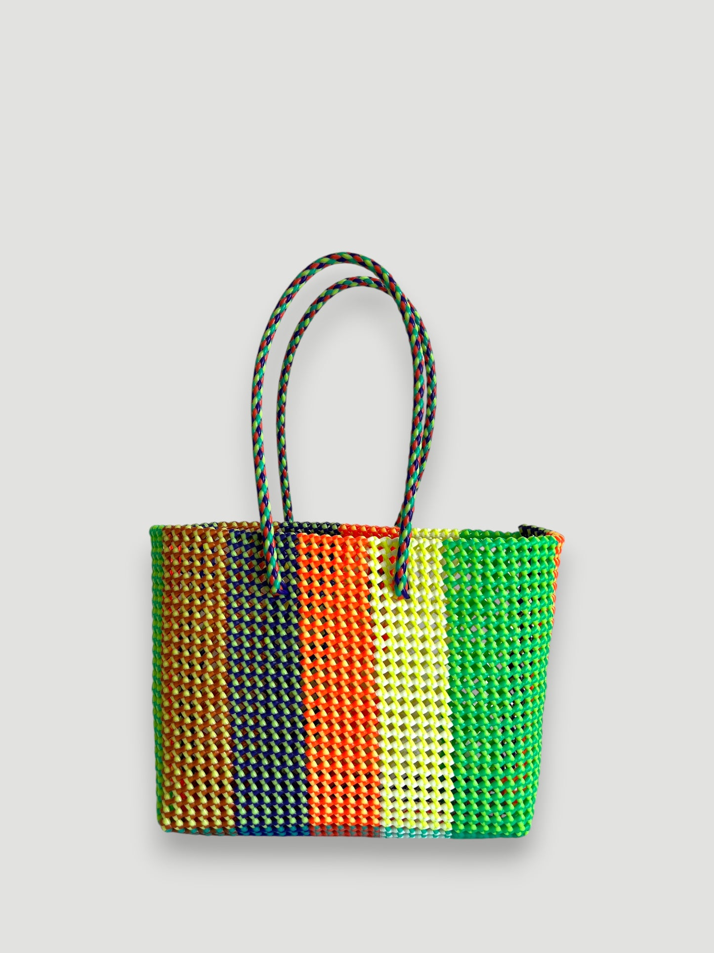 N°432L - SAC PANIER TRESSÉ MAIN - GRAND - multicolors