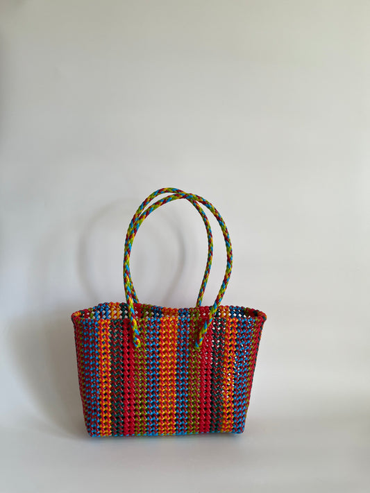 N°433M - SAC CABAS TRESSÉ MAIN - MOYEN - multicolors