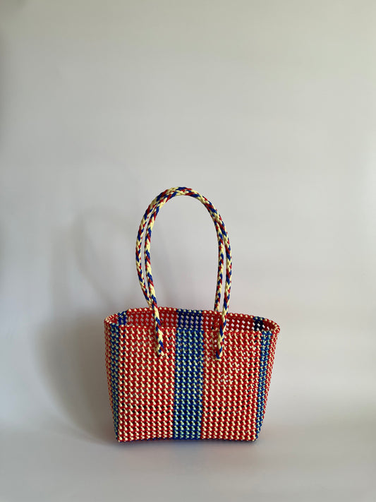 N°435M - SAC CABAS TRESSÉ MAIN - MOYEN - multicolors