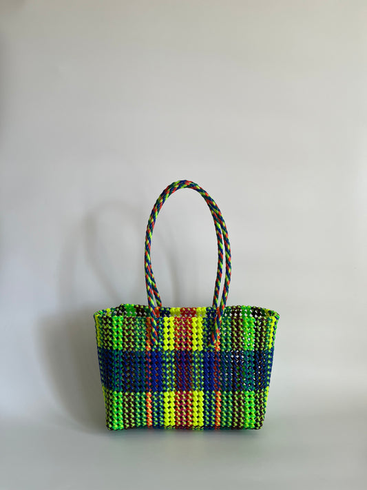 N°436M - SAC CABAS TRESSÉ MAIN - MOYEN - multicolors