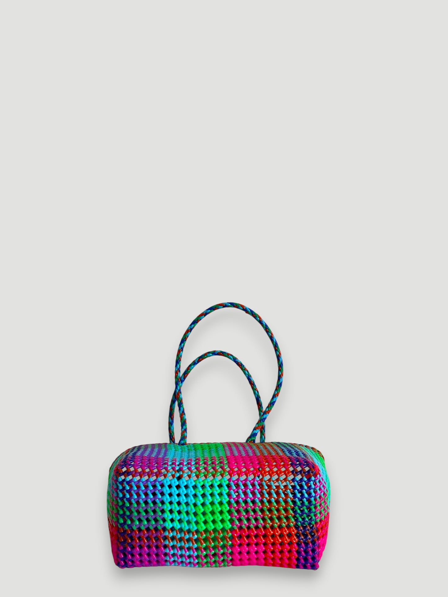 N°437M - SAC PANIER TRESSÉ MAIN - MOYEN - multicolors