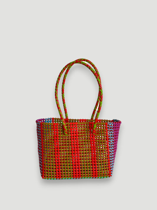 N°438M - SAC PANIER TRESSÉ MAIN - MOYEN - multicolors