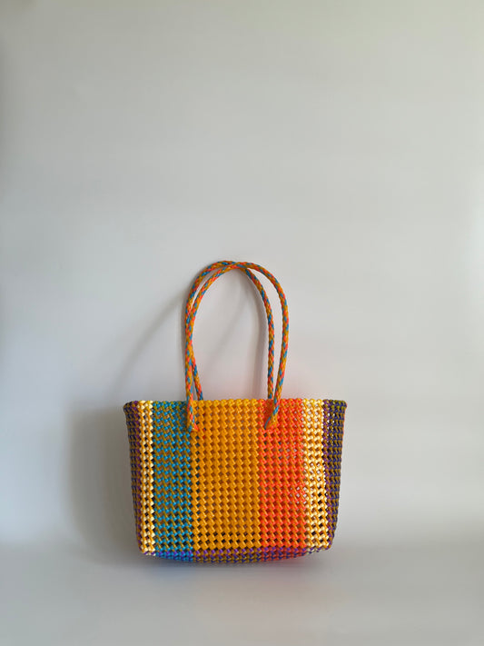N°439M - SAC CABAS TRESSÉ MAIN - MOYEN - multicolors