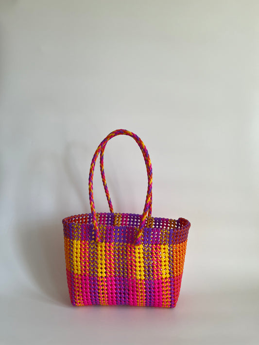N°440M - SAC CABAS TRESSÉ MAIN - MOYEN - multicolors