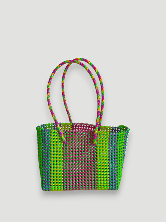 N°442M - SAC PANIER TRESSÉ MAIN - MOYEN - multicolors