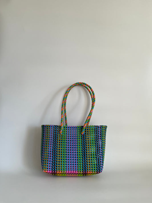 N°445M - SAC CABAS TRESSÉ MAIN - MOYEN - multicolors