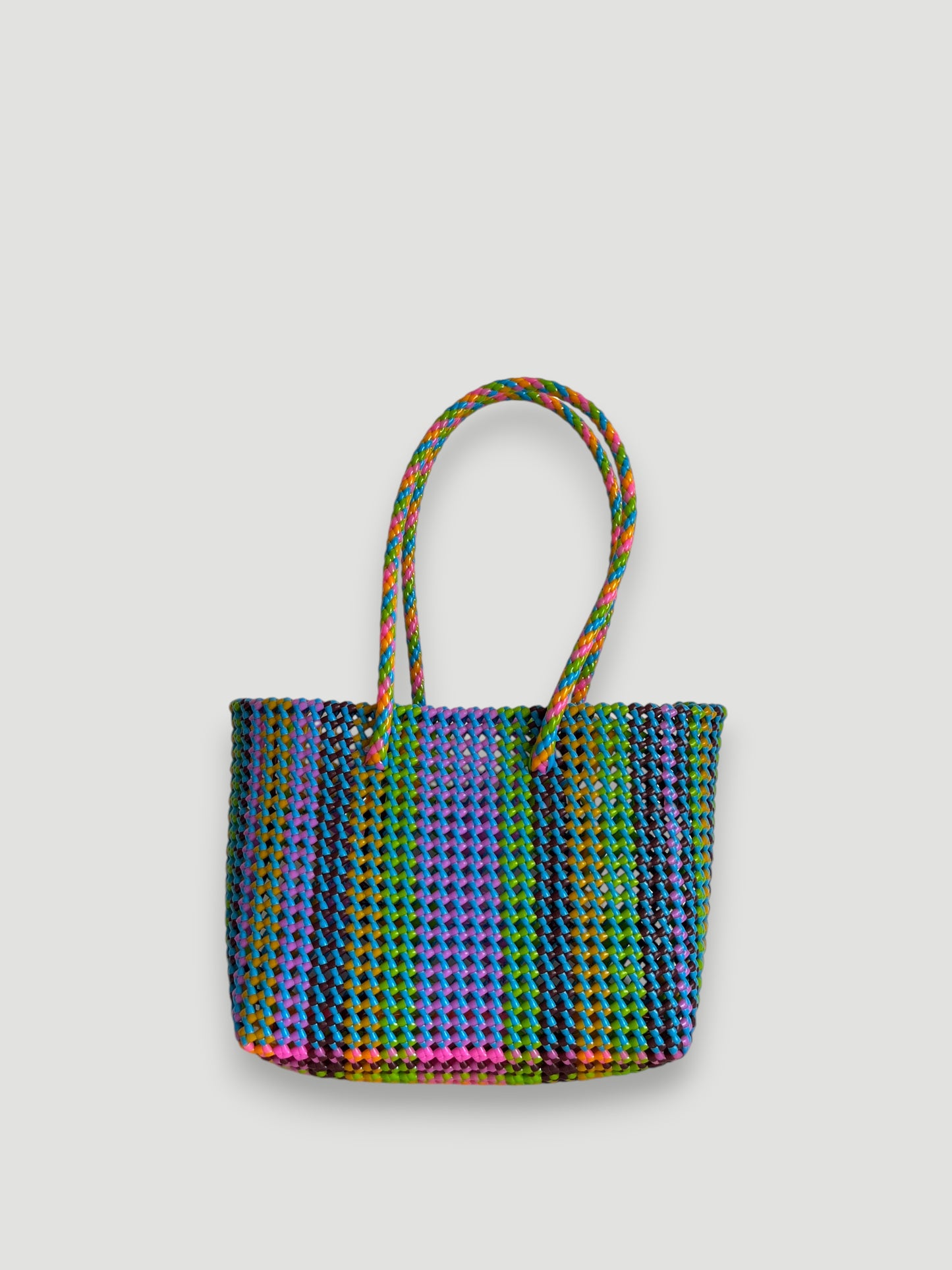 N°445M - SAC PANIER TRESSÉ MAIN - MOYEN - multicolors