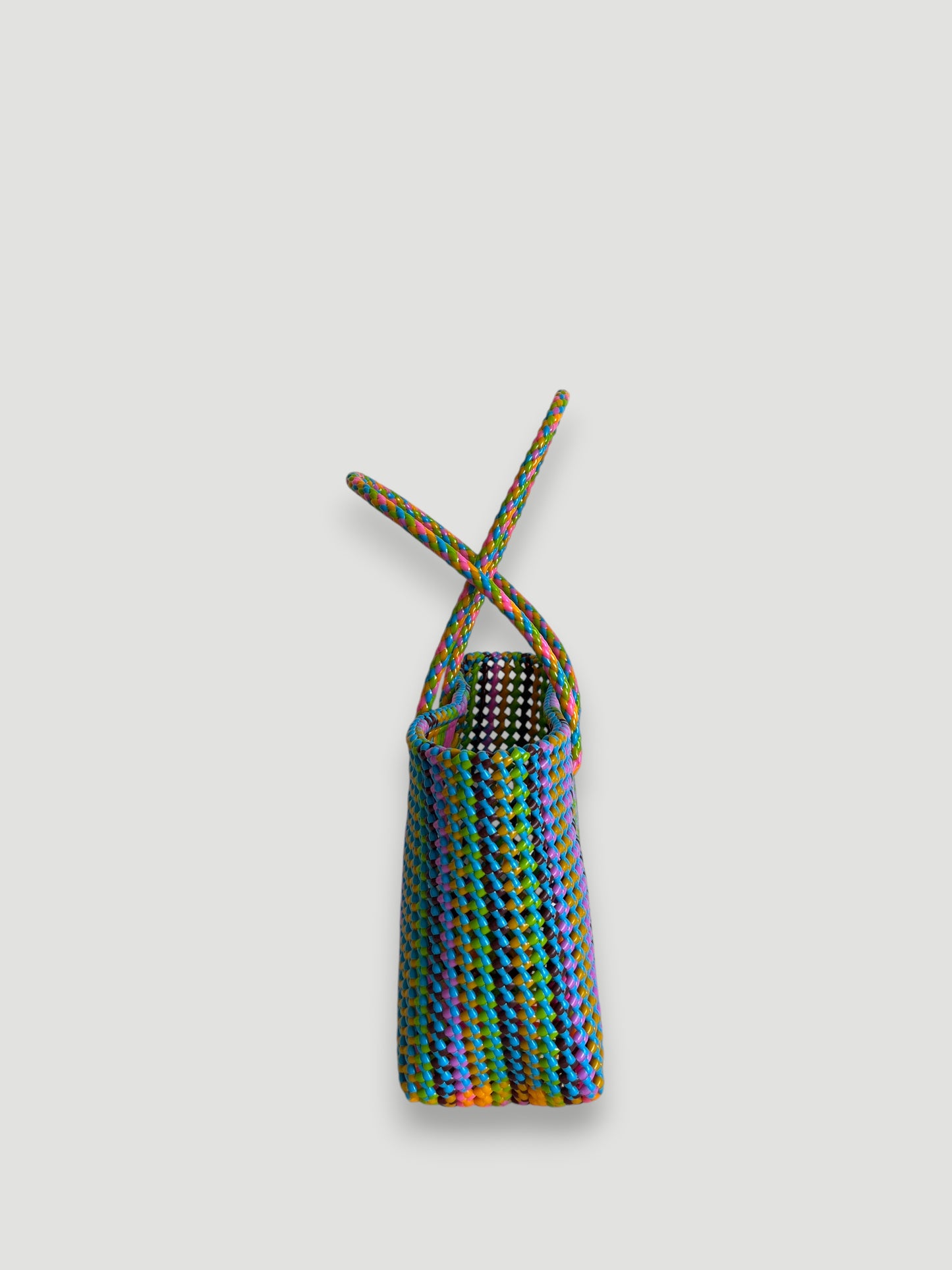 N°445M - SAC PANIER TRESSÉ MAIN - MOYEN - multicolors