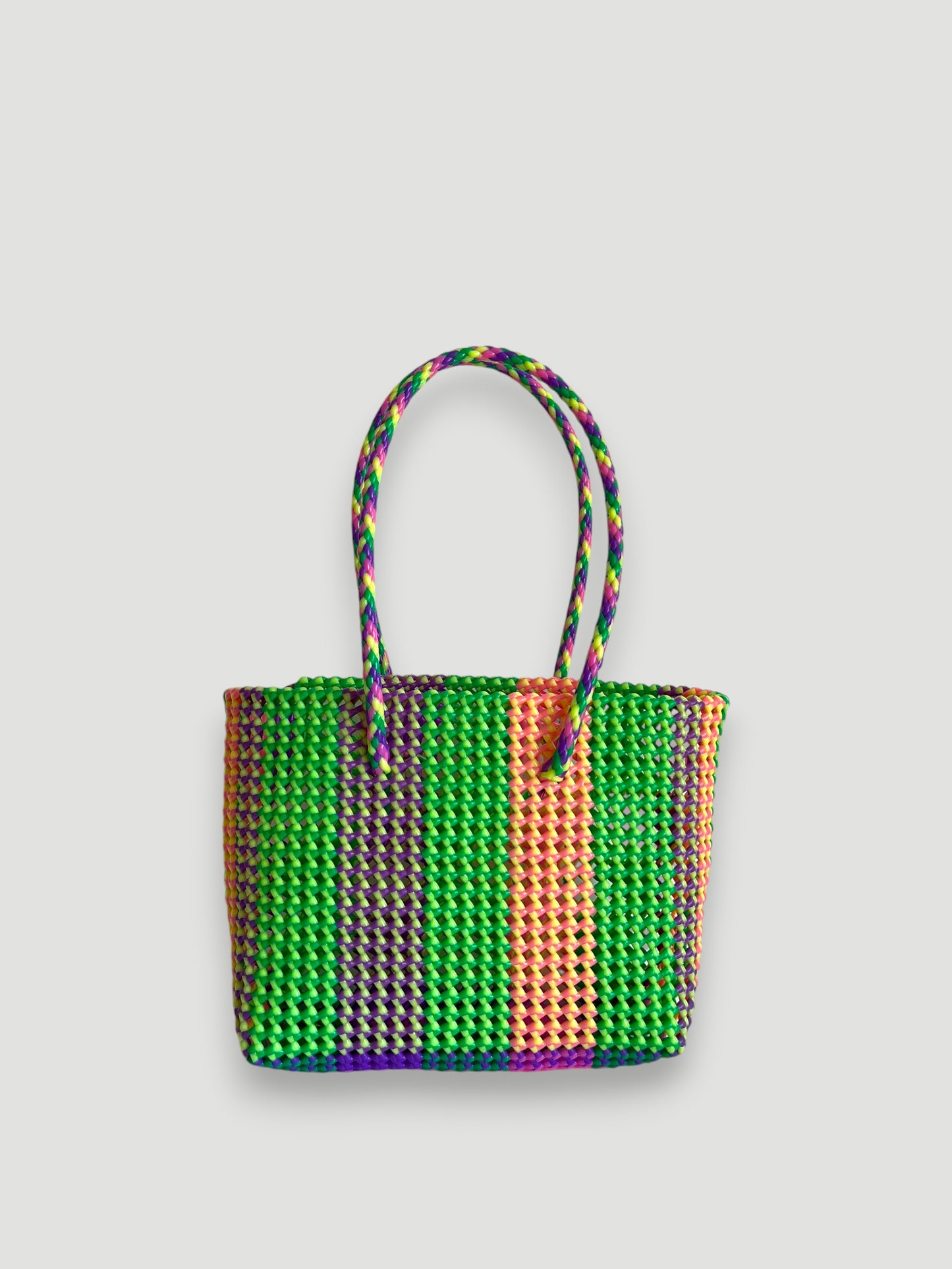 N°446M - SAC PANIER TRESSÉ MAIN - MOYEN - multicolors