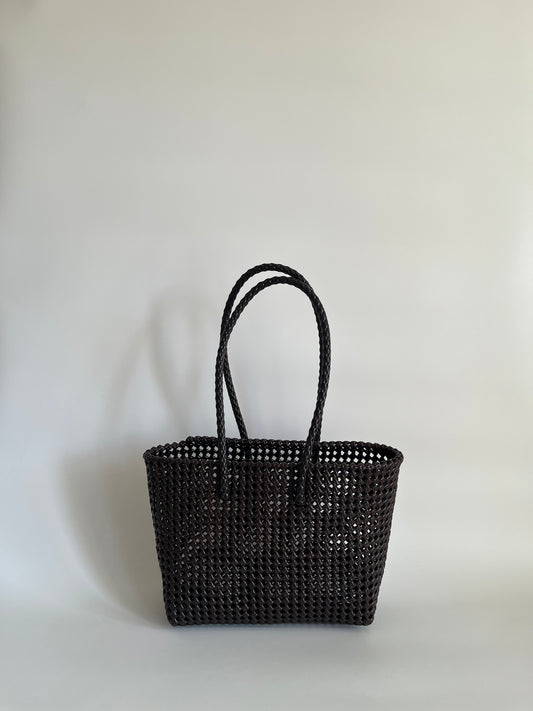 N°266M - SAC CABAS TRESSÉ MAIN - MOYEN - marron