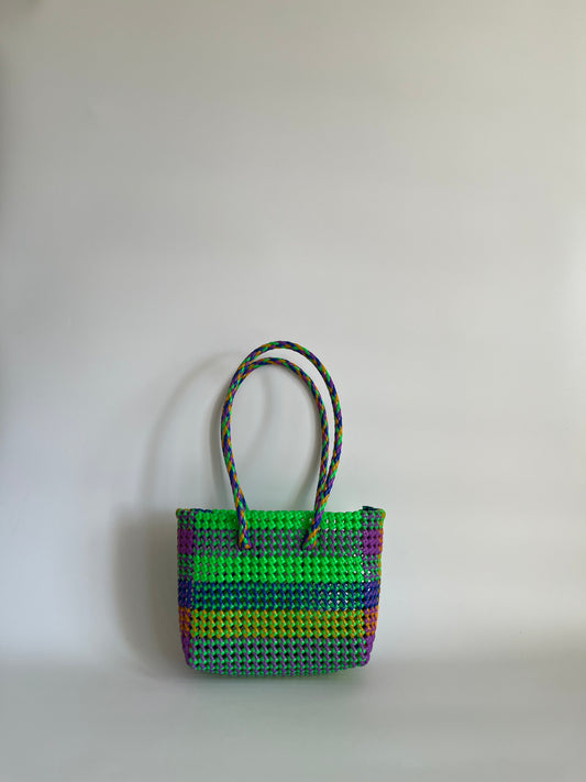 N°449S - SAC CABAS TRESSÉ MAIN - PETIT - multicolors