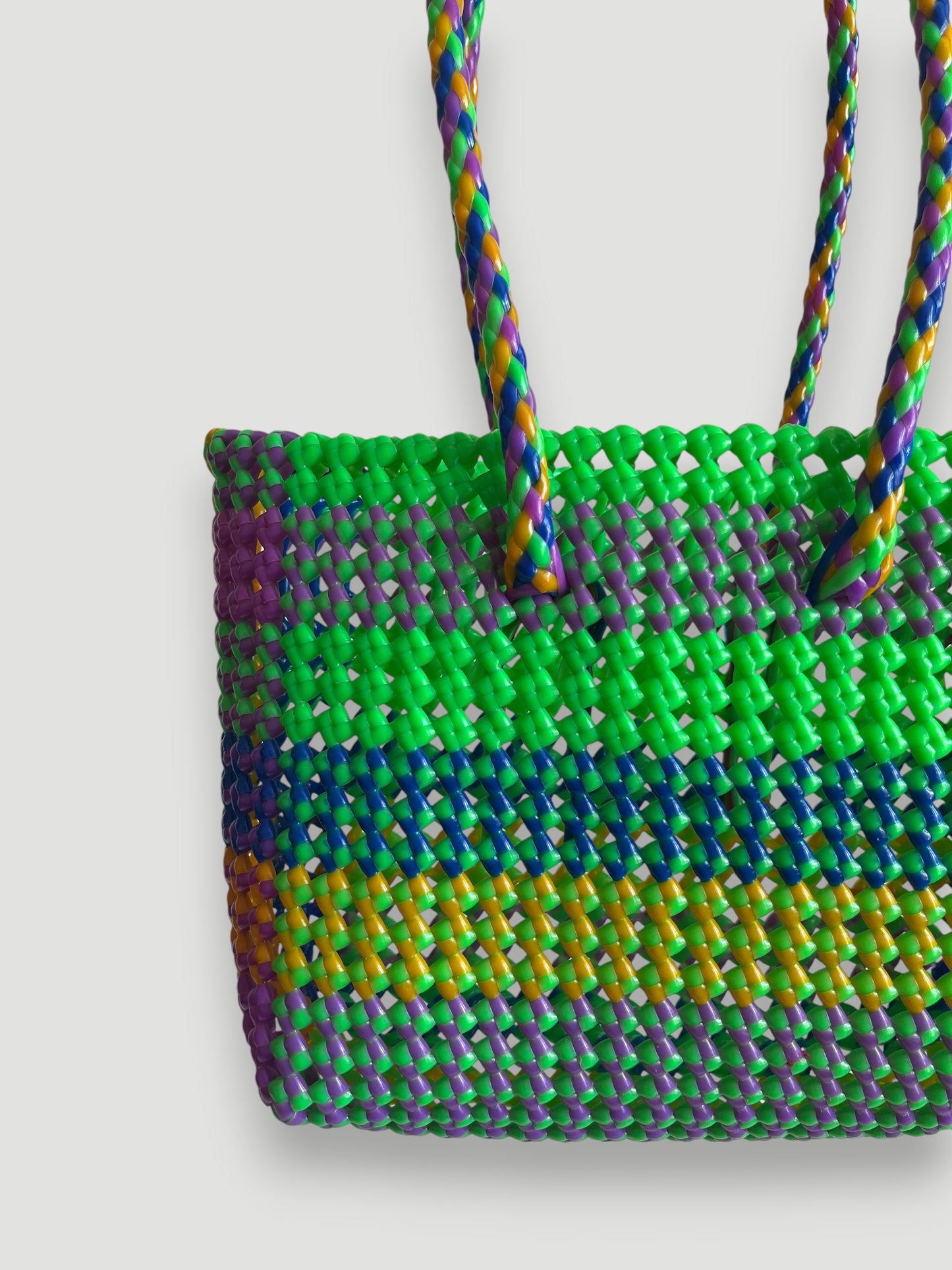 N°449S - SAC PANIER TRESSÉ MAIN - PETIT - multicolors