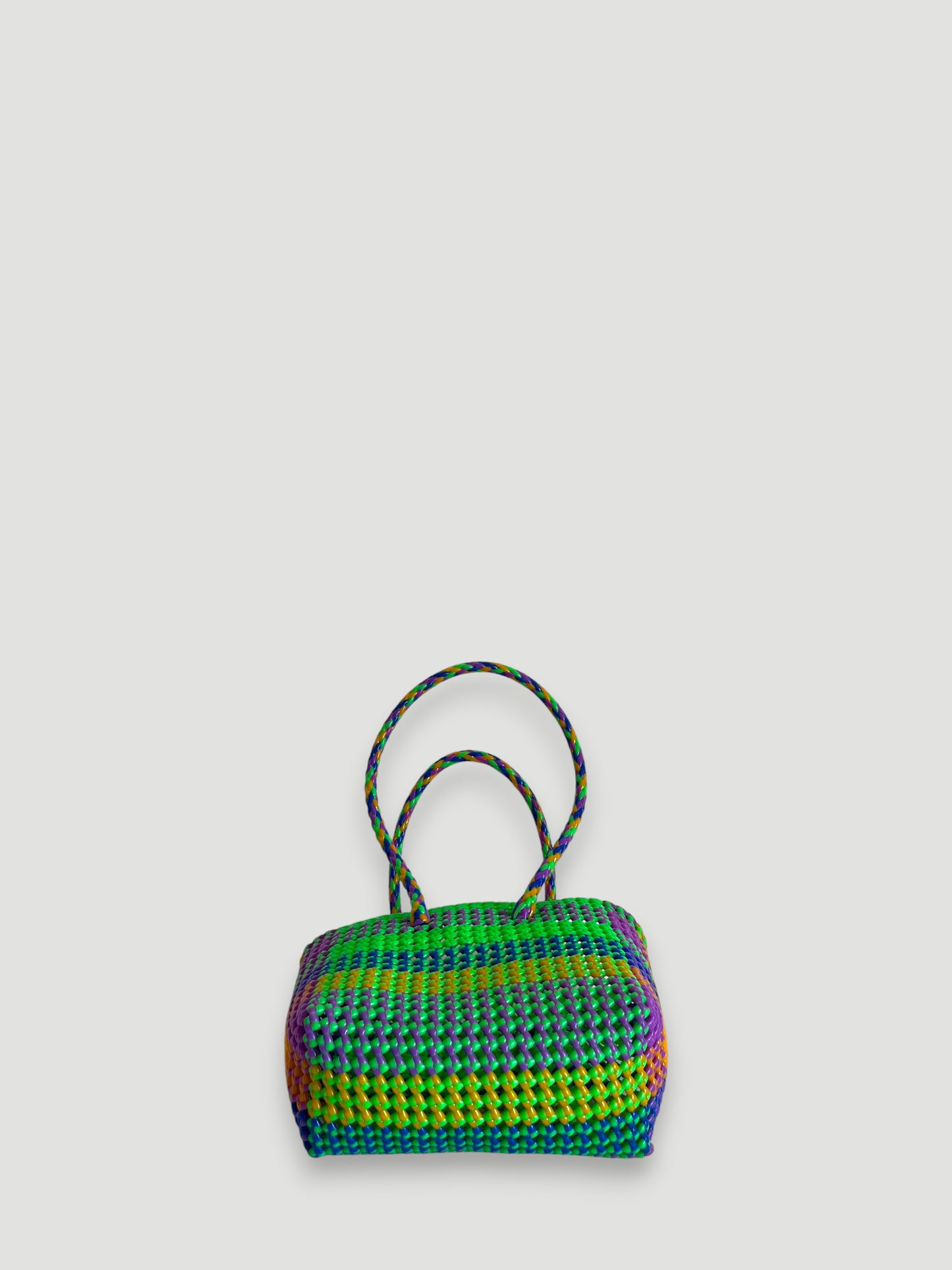 N°449S - SAC PANIER TRESSÉ MAIN - PETIT - multicolors