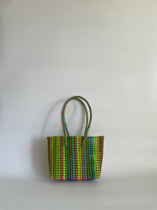 N°450S - SAC CABAS TRESSÉ MAIN - PETIT - multicolors