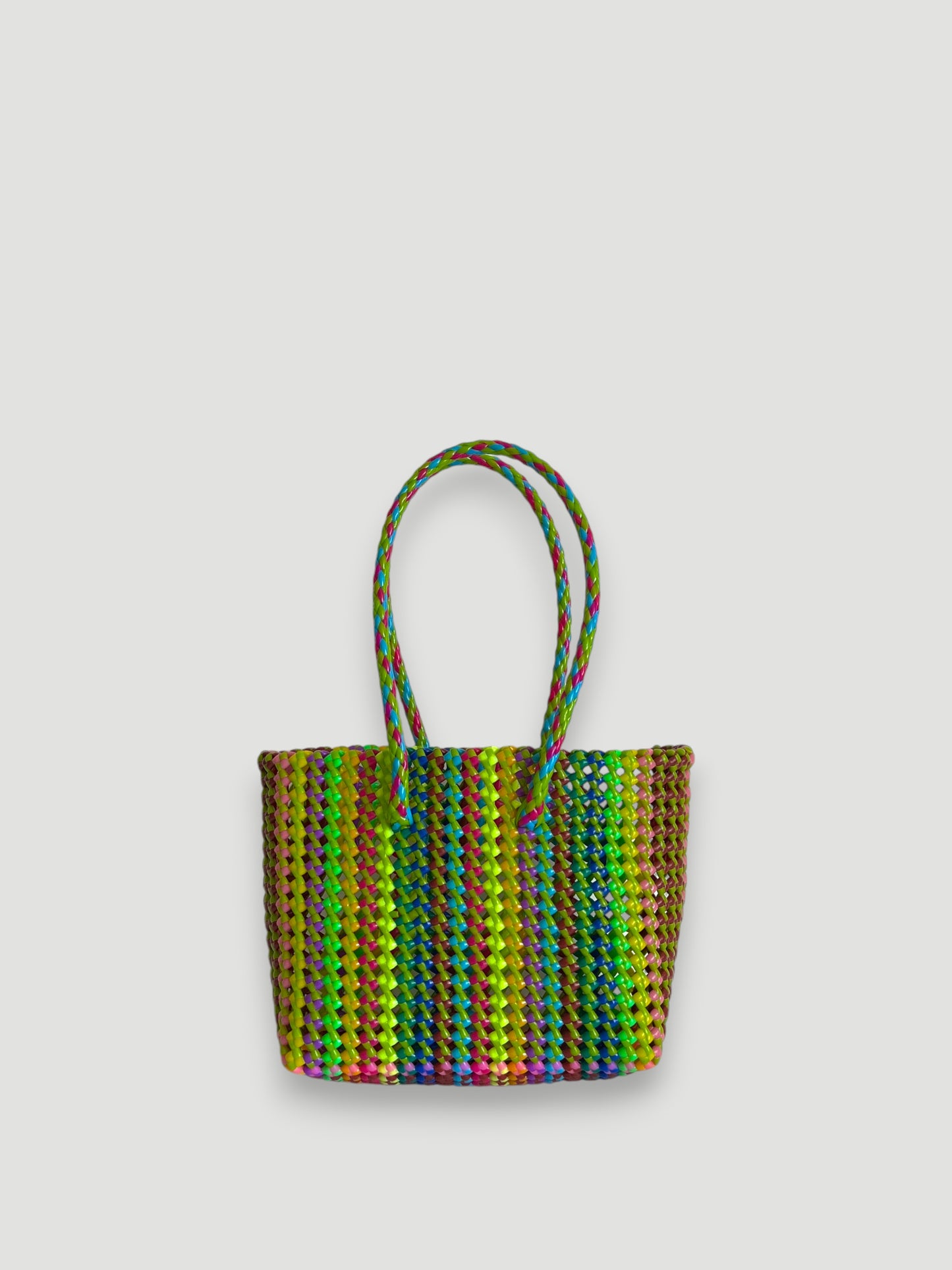 N°450S - SAC PANIER TRESSÉ MAIN - PETIT - multicolors
