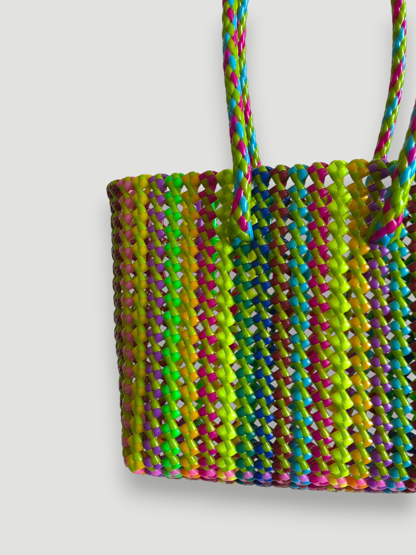 N°450S - SAC PANIER TRESSÉ MAIN - PETIT - multicolors