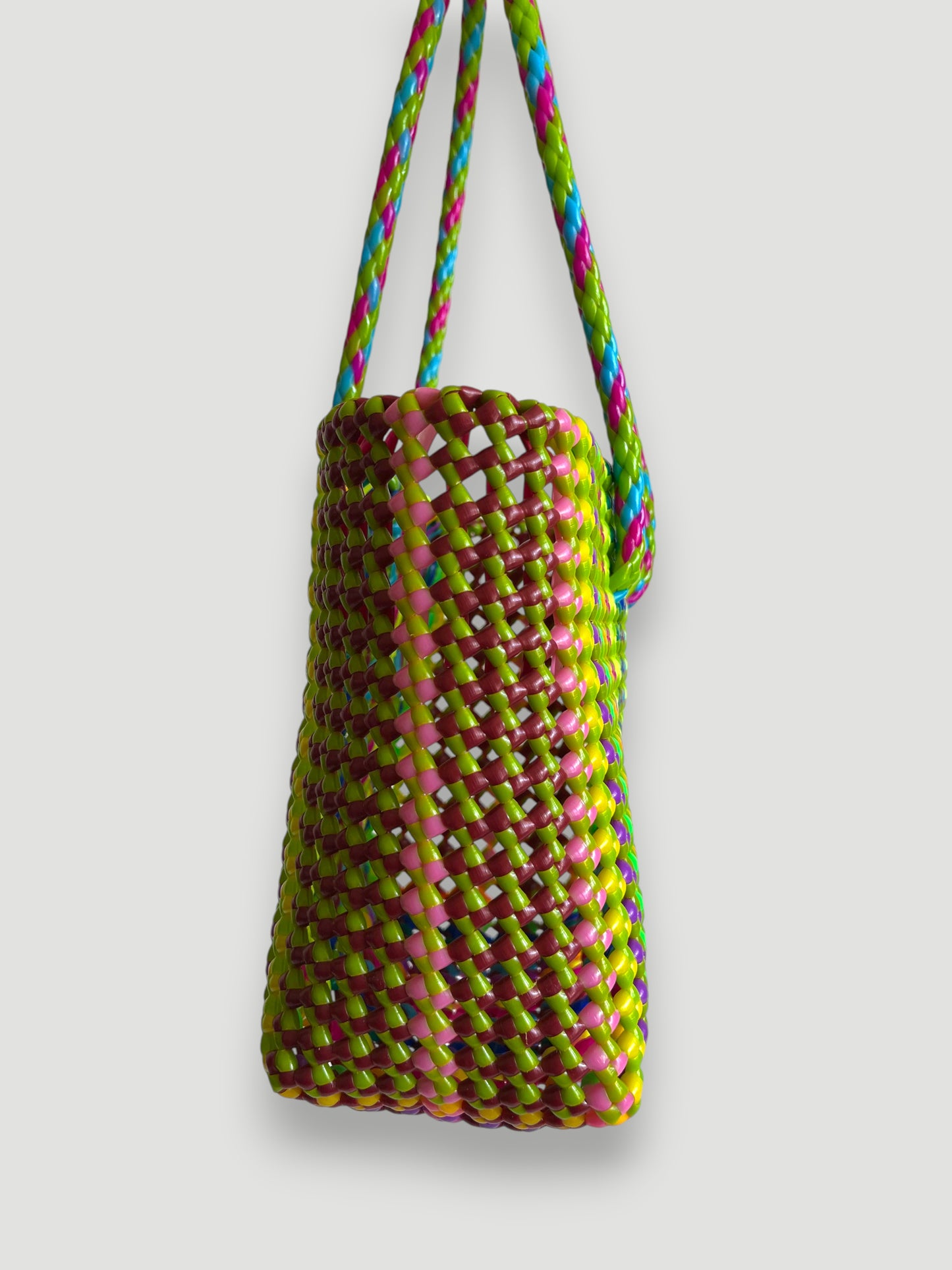 N°450S - SAC PANIER TRESSÉ MAIN - PETIT - multicolors