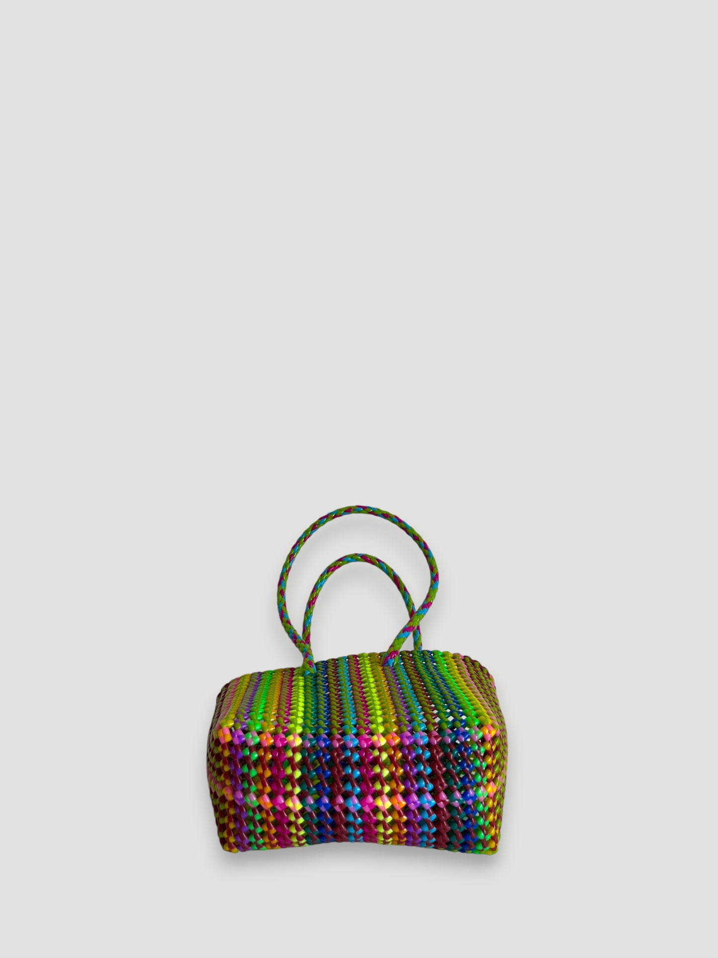 N°450S - SAC PANIER TRESSÉ MAIN - PETIT - multicolors