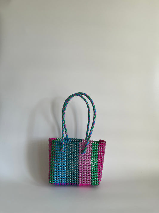 N°452S - SAC CABAS TRESSÉ MAIN - PETIT - multicolors