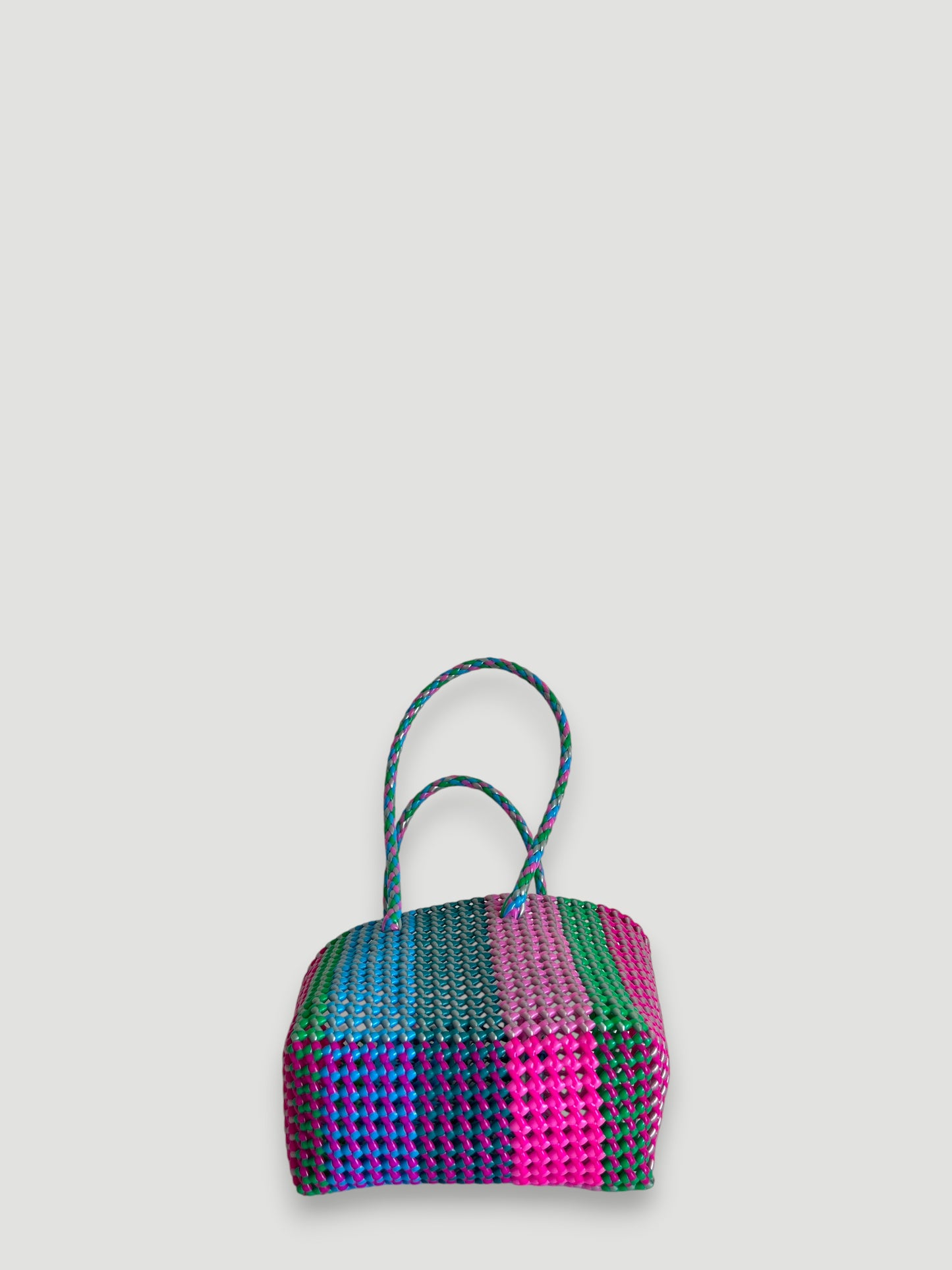 N°452S - SAC PANIER TRESSÉ MAIN - PETIT - multicolors
