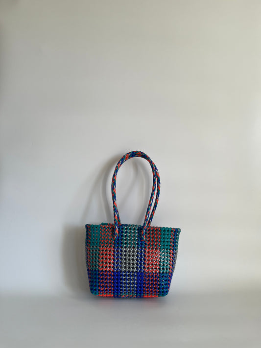 N°453S - SAC CABAS TRESSÉ MAIN - PETIT - multicolors