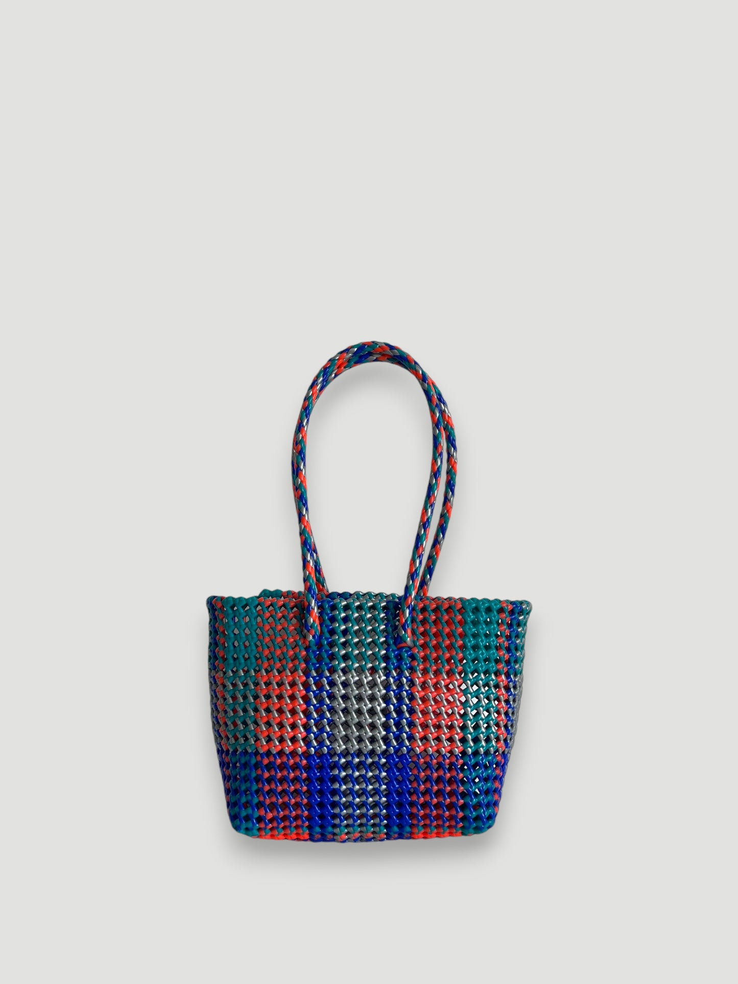 N°453S - SAC PANIER TRESSÉ MAIN - PETIT - multicolors