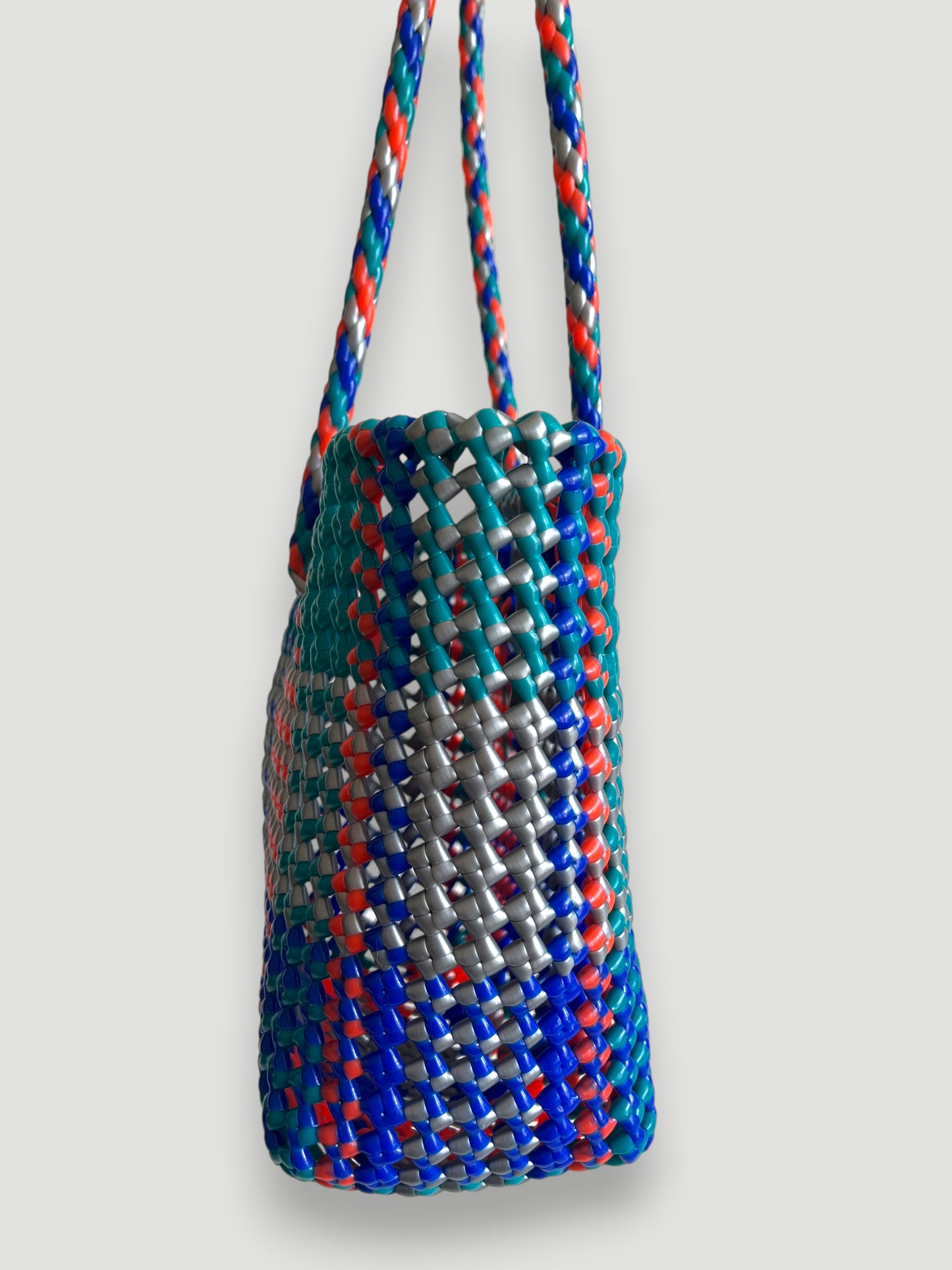 N°453S - SAC PANIER TRESSÉ MAIN - PETIT - multicolors