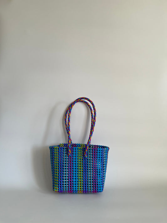 N°454S - SAC CABAS TRESSÉ MAIN - PETIT - multicolors
