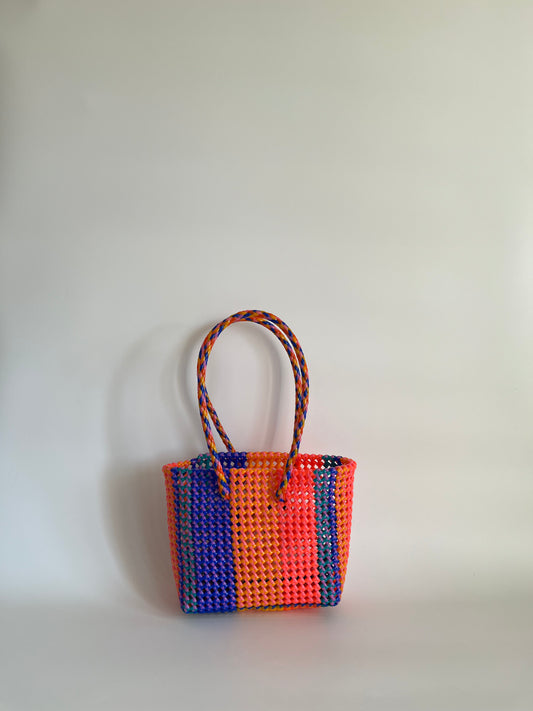 N°455S - SAC CABAS TRESSÉ MAIN - PETIT - multicolors