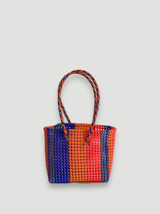 N°455S - SAC PANIER TRESSÉ MAIN - PETIT - multicolors