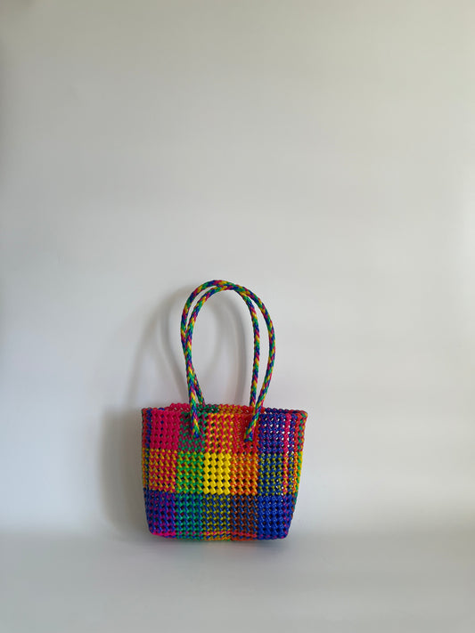 N°456S - SAC CABAS TRESSÉ MAIN - PETIT - multicolors