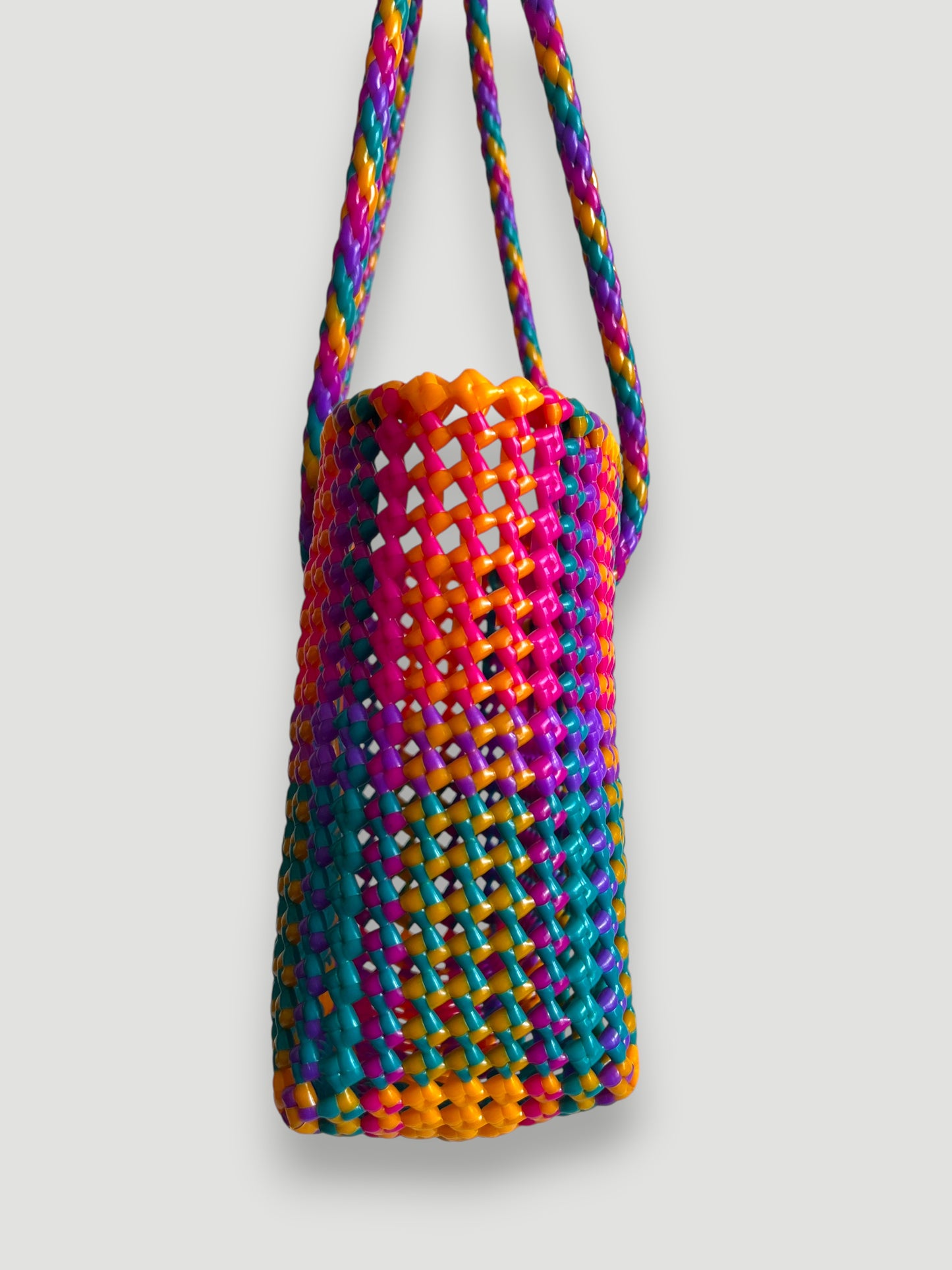 N°458S - SAC PANIER TRESSÉ MAIN - PETIT - multicolors
