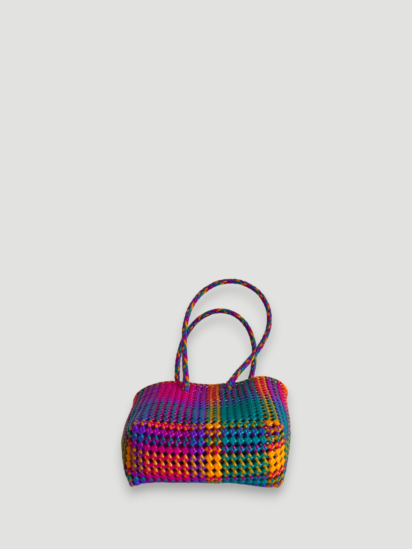 N°458S - SAC PANIER TRESSÉ MAIN - PETIT - multicolors