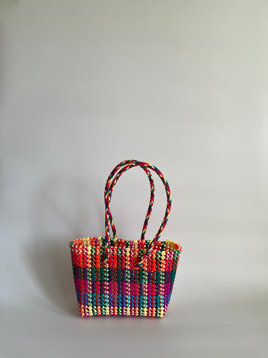 N°459S - SAC CABAS TRESSÉ MAIN - PETIT - multicolors