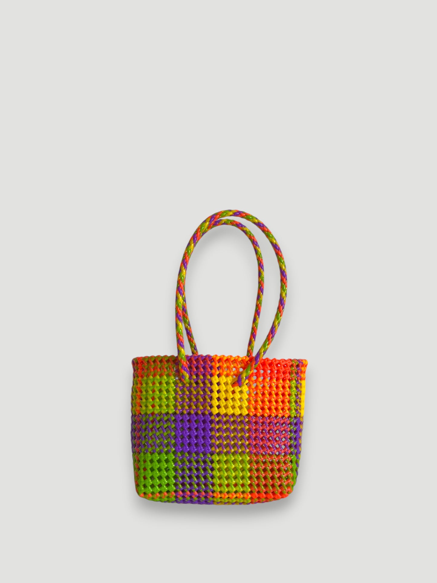 N°460S - SAC PANIER TRESSÉ MAIN - PETIT - multicolors